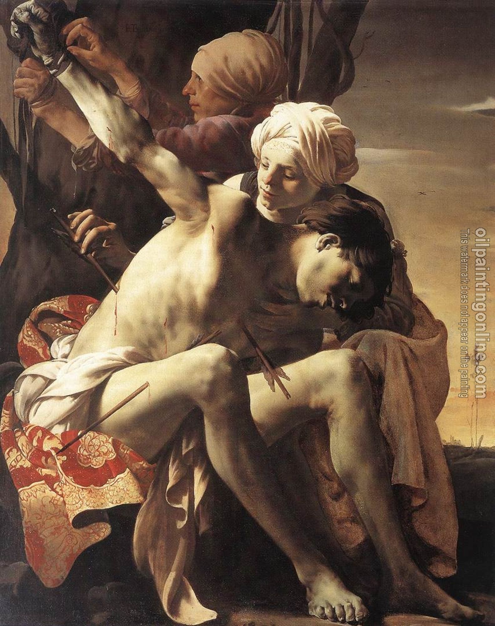 Terbrugghen, Hendrick - St Sebastian Tended by Irene and her Maid